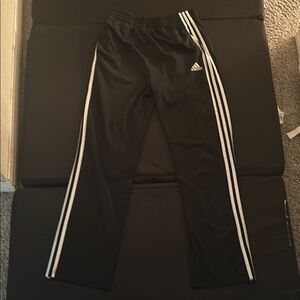 Adidas Black Track Pants with White Stripes